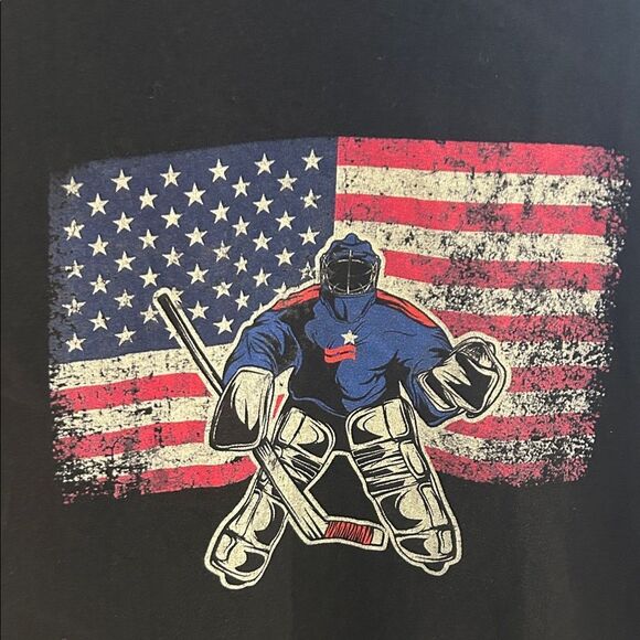 Black USA Hockey Goalie Graphic Adult T-Shirt, Size Small - Picture 2 of 5